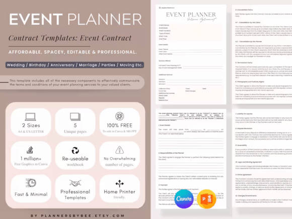 Download Event Planner Contract Template, Canva - Premium Bundle