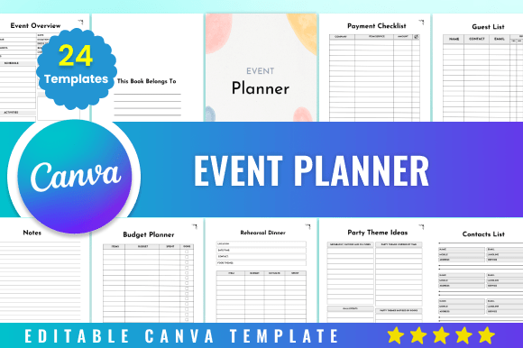 Download Editable Event Planner Kdp Canva - Premium Bundle