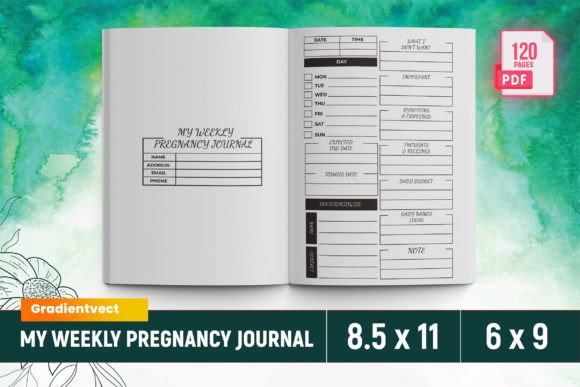 Download (KDP) My Weekly Pregnancy Journal Canva - Pregnancy Collection