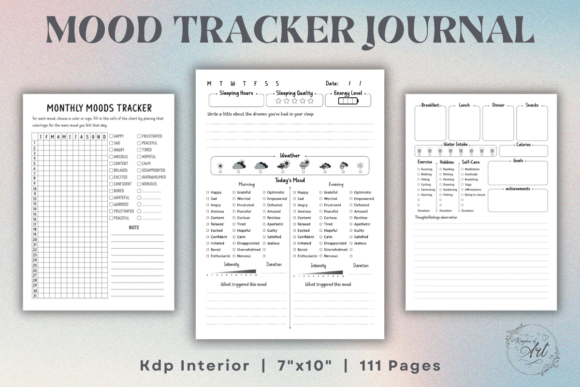 Download Mood Tracker Journal Interior for KDP - Journal interior Collection